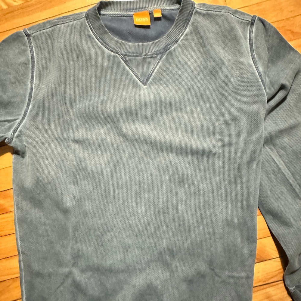 Boss Men's Faded Blue Crewneck Sweater